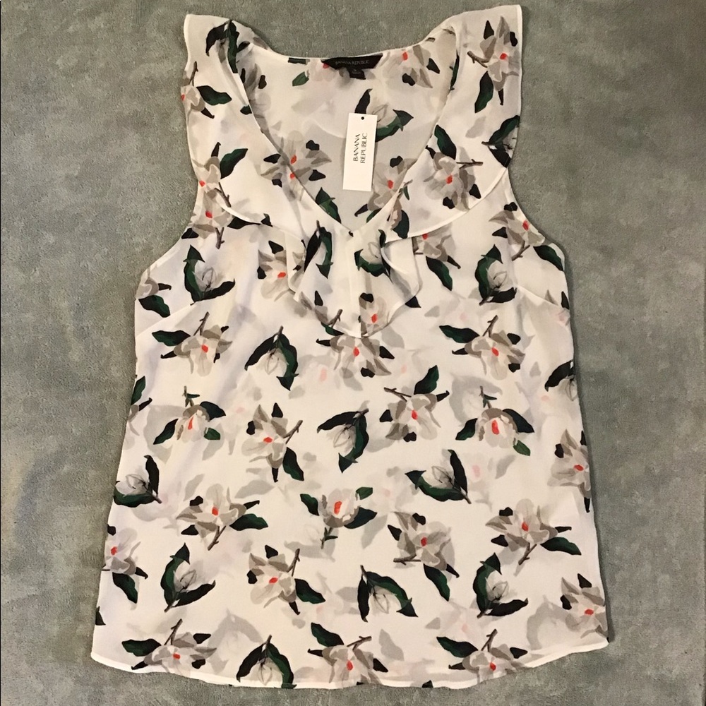 Banana Republic Floral Ruffle Sleeveless Top